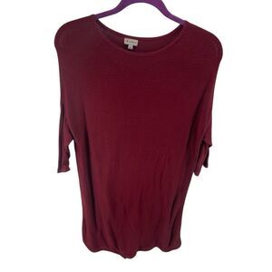 Cremieux Women's Knit Semi-sheer Tunic Pullover Sweater Maroon XS